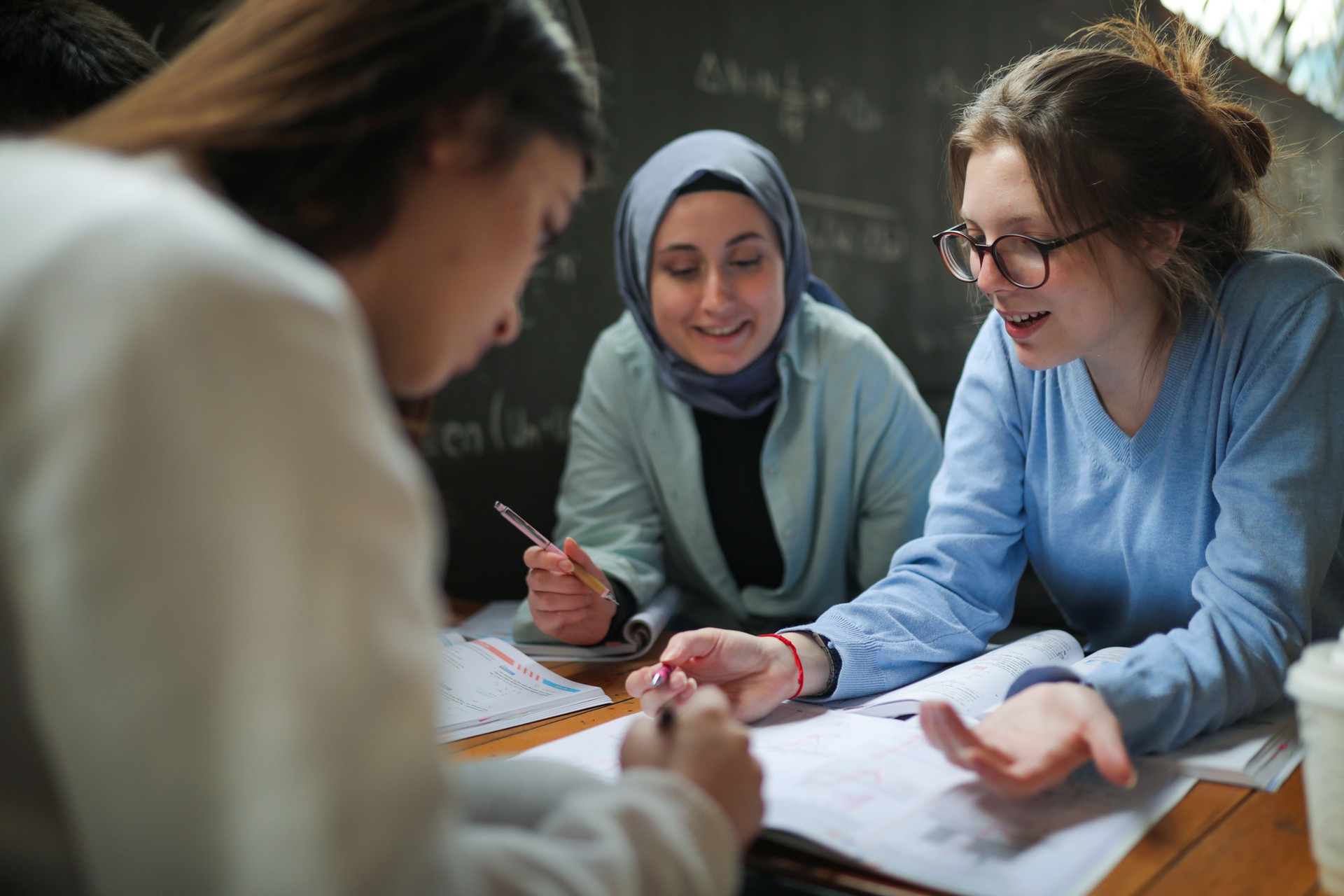 Studying Friends, College Students Preparing for Exam, Girls Lifestyle, Brainstorming And Teamwork